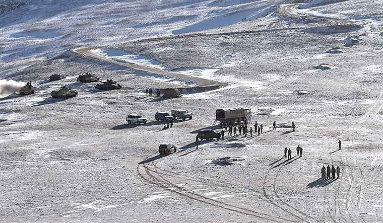 Strategic move: PLA soldiers and tanks during military disengagement along the Line of Actual Control in Ladakh | AFP