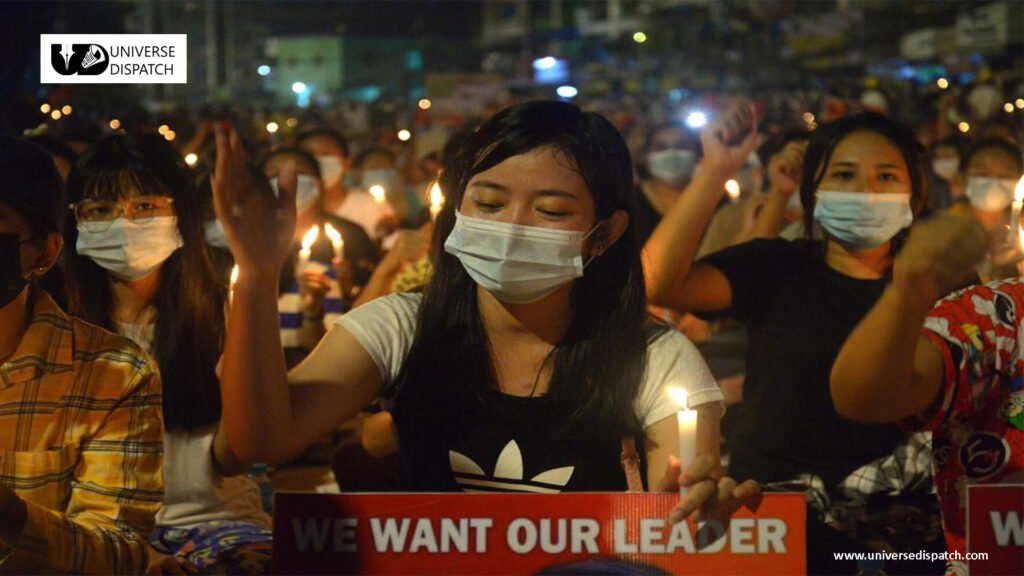 The demonstrators laid candles and sang songs in the city of Insein